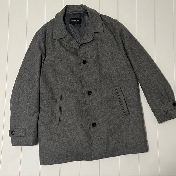 London Fog Men's Wool Blend Gray Car Coat sz Large - Picture 1 of 11